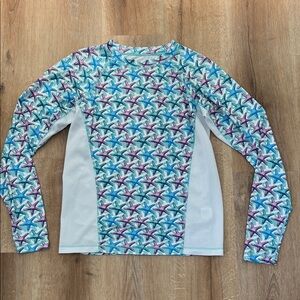 Tormenter Women’s Purple and Teal Starfish Long Sleeve Rash Guard Size S